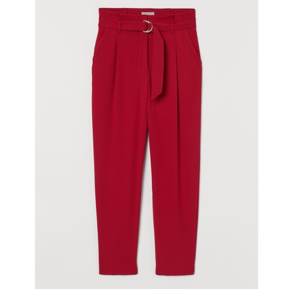 H&M Pants & Jumpsuits 52hm Red Dring Paper Bag Tapered Pants 2